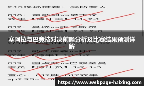 塞阿拉与巴竞技对决前瞻分析及比赛结果预测详解